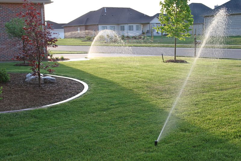 Outdoor Landscaping with Sprinklers